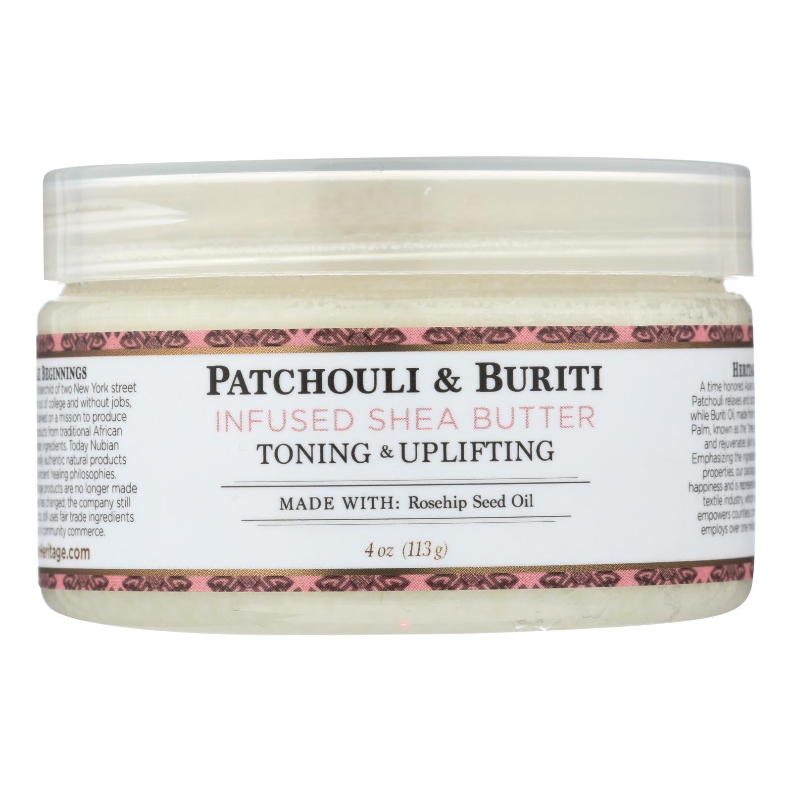 Héritage nubien, Beurre de karité Nubian Heritage - 100 % biologique - Patchouli et Buriti - 4 oz