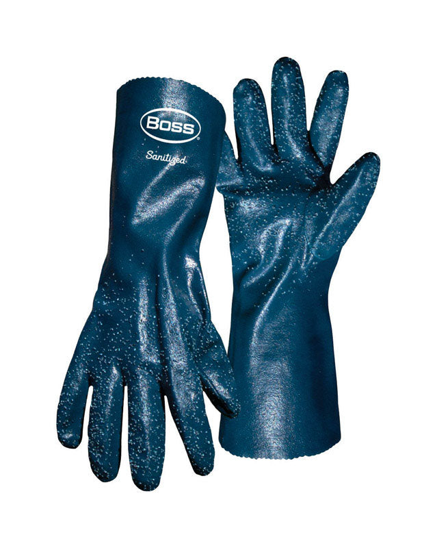 BOSS MFG CO, Boss Ruff Grip Gants chimiques enduits pour hommes, intérieur/extérieur, bleu L 1 paire