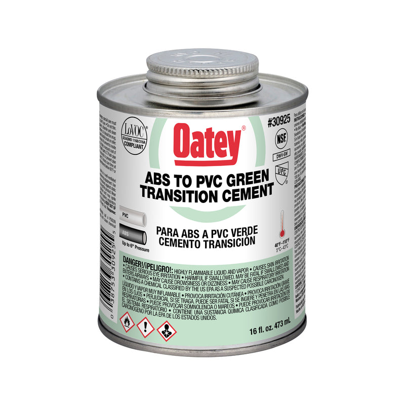 OATEY SCS, Ciment de transition vert Oatey pour ABS/PVC 16 oz