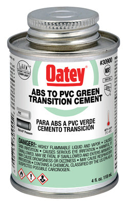 OATEY SCS, Ciment de transition vert Oatey pour ABS/PVC 4 oz