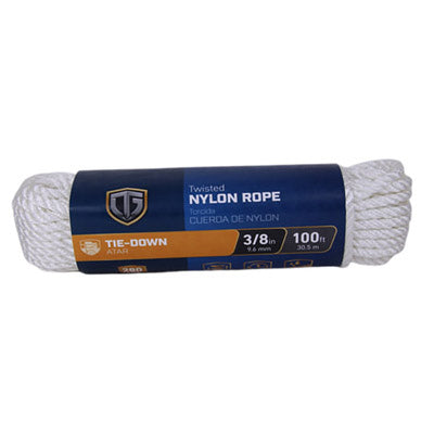 Richelieu America Ltd, Corde en nylon, torsadée, blanche, 3/8 po x 100 pi