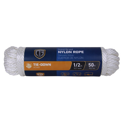 Richelieu America Ltd, Corde en nylon, tresse en diamant, blanc, 1/2 po x 50 pi