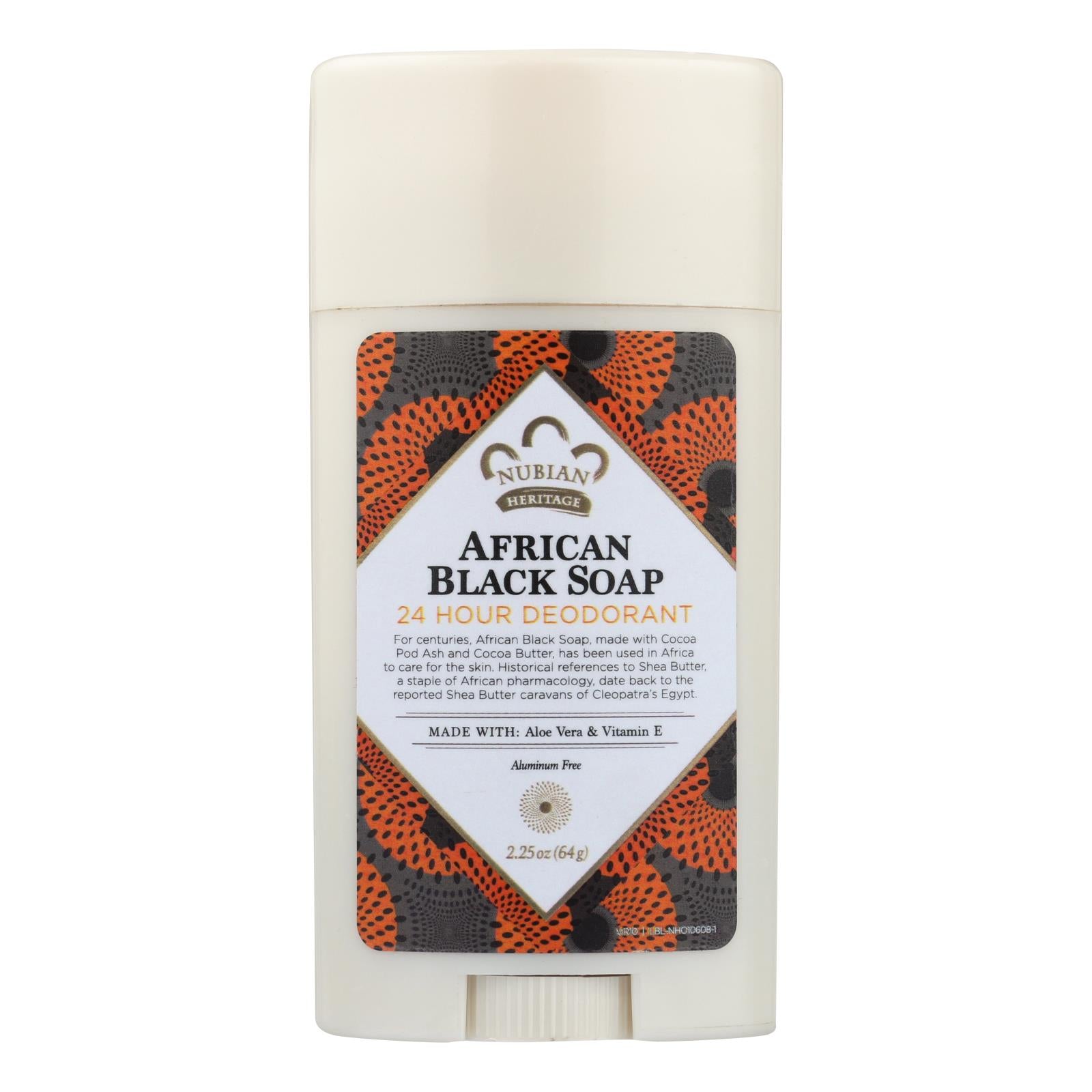 Héritage nubien, Déodorant Nubian Heritage - Tout naturel - 24 heures - Savon noir africain - 2.25 oz - 1 pièce