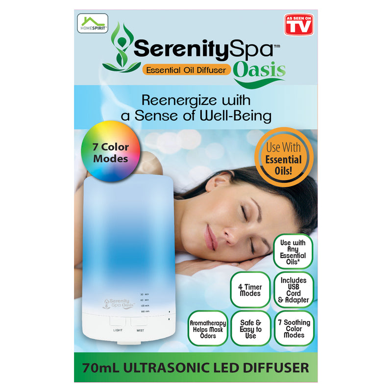 NORTHERN RESPONSE INTERNATIONAL LTD, Diffuseur d'huile à LED blanc Serenity Spa Oasis (comme à la télé) 70 ml