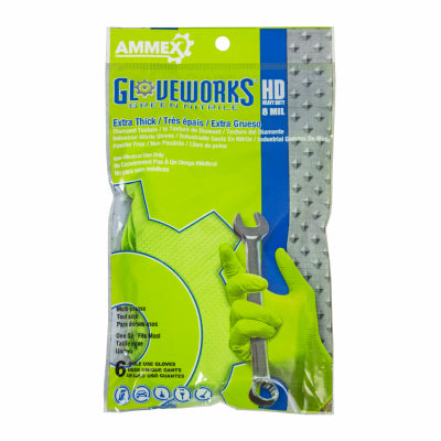 Gloveworks, Gants en nitrile, très résistants, verts, taille unique, 6 boîtes