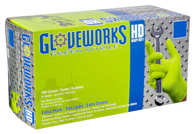 Gloveworks, Gloveworks Gants Nitrile Jetables Vert Moyen Sans Poudre 100 pk