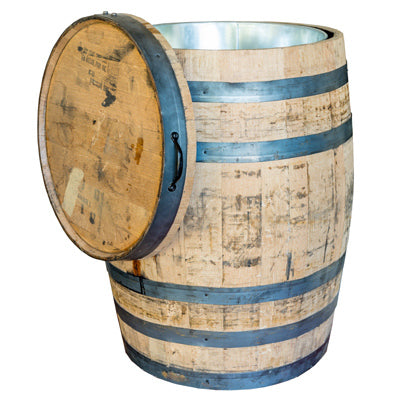 Real Wood Products Co., Jardinière en bois Oak Whiskey Barrel, blanche, doublure 11 gallons