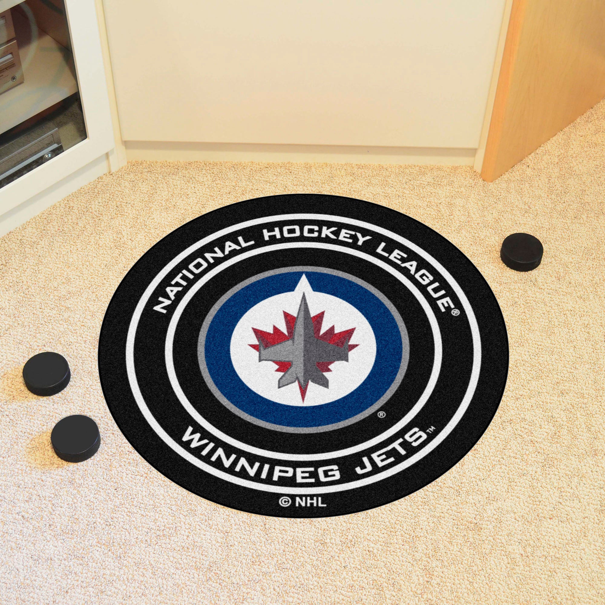 FANMATS, LNH - Tapis de rondelles de hockey des Jets de Winnipeg - 27 po. Diamètre