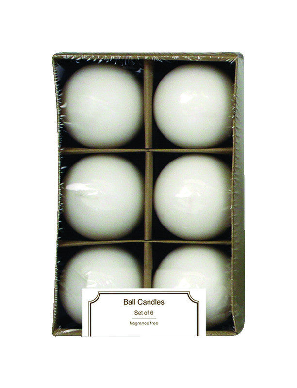 EMPIRE CANDLE CO LLC, Langley Empire White No Scent Ball Candle 2.5 in. H x 2.25 in. Dia.