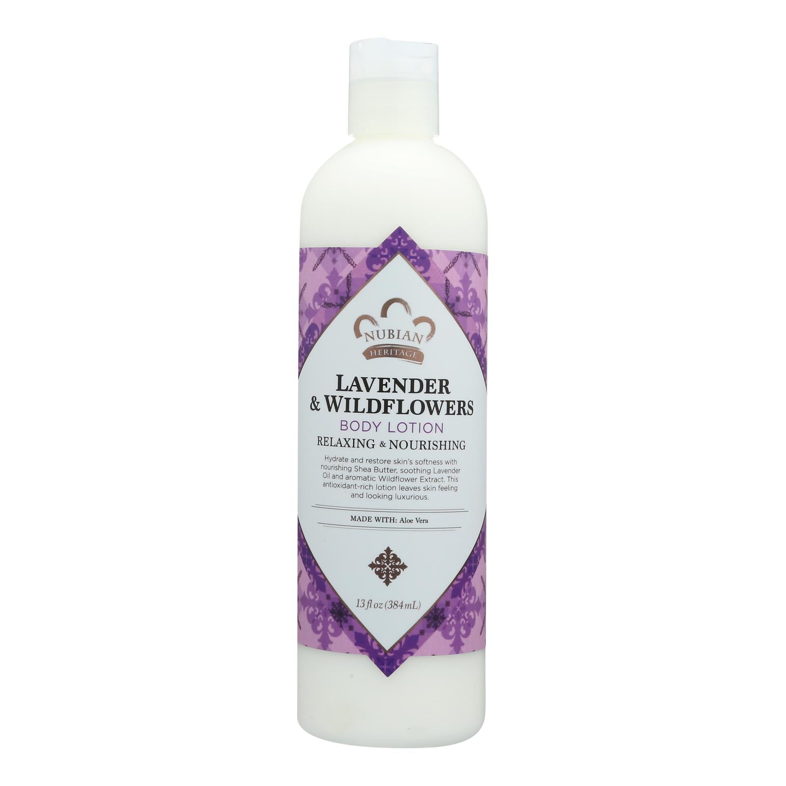 Héritage nubien, Lotion Nubian Heritage - Lavande et fleurs sauvages - 13 oz