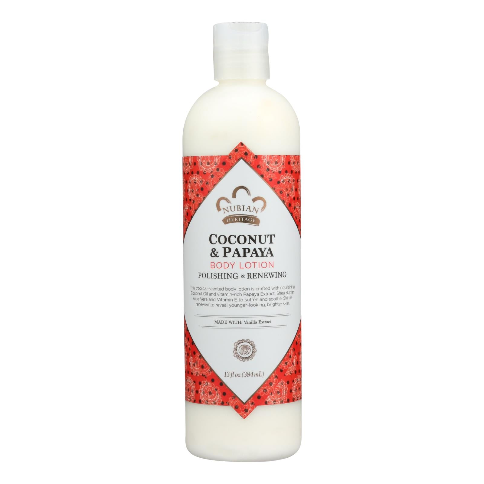 Héritage nubien, Lotion Nubian Heritage - noix de coco et papaye - 13 oz