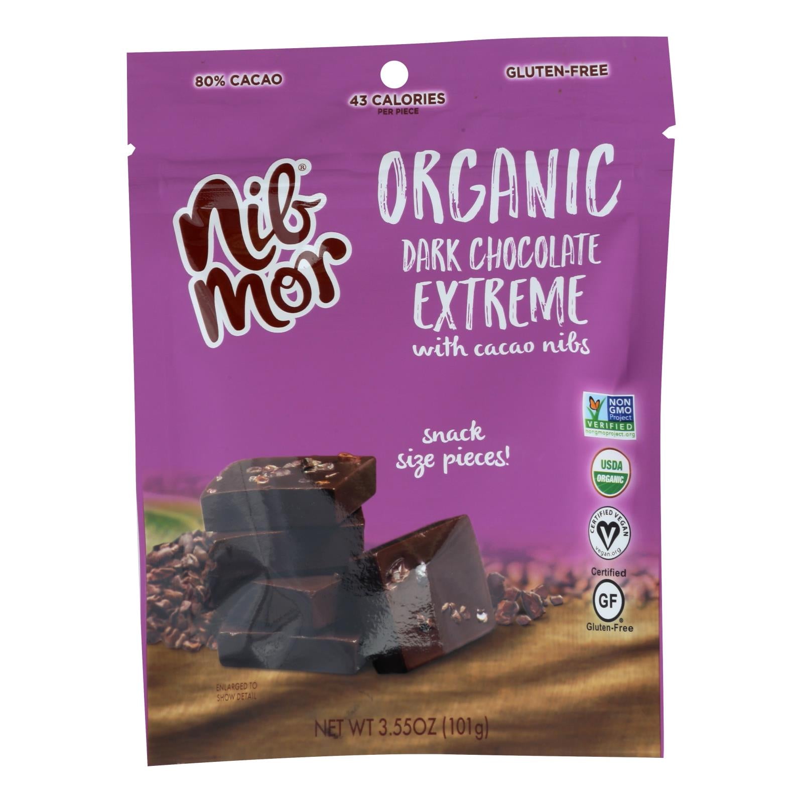 Nibmor, Nibmor - Chocolat Extra Noir 80% Cacao - Caisse de 6-3.56 OZ (Pack de 6)