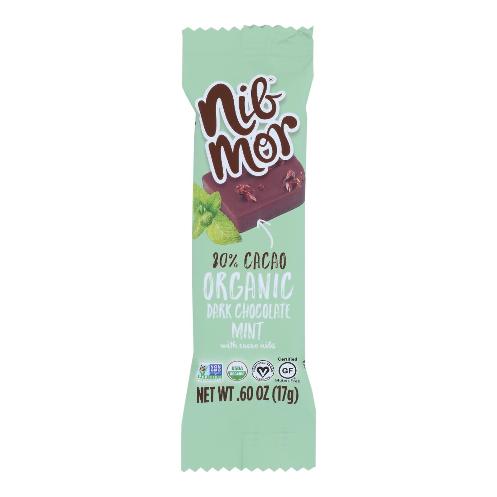 Nibmor, Nibmor - Display Chocolat Noir 80% Menthe - Caisse de 45 - .60 OZ (Pack de 45)