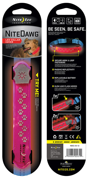 NITE IZE INC, Nite Ize - Nite Dawg - Collier en plastique rose pour chien