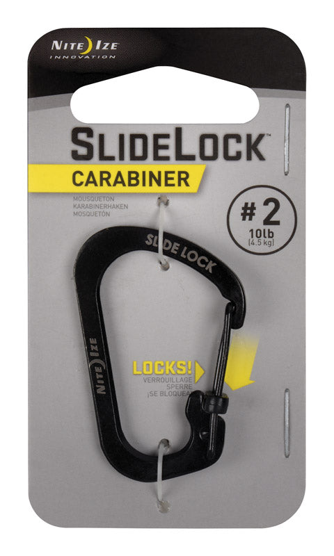 NITE WEEK INC, Nite Ize SlideLock 1.8 in. D Acier inoxydable Porte-clés mousqueton noir