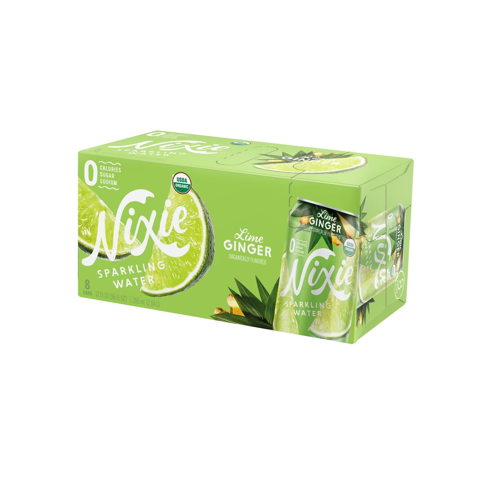 Eau pétillante Nixie, Nixie Sparkling Water - Eau pétillante citron vert gingembre - Etui de 3 - 8/12 FZ (Pack de 3)