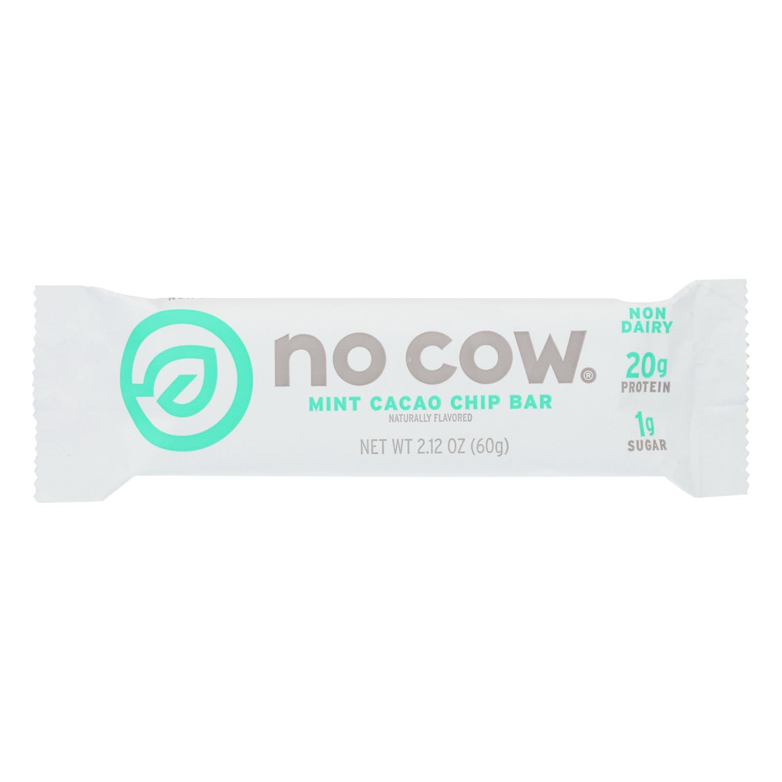 No Cow Bar, No Cow Bar Barre à la menthe et aux pépites de cacao - caisse de 12 - 2.12 OZ (paquet de 12)