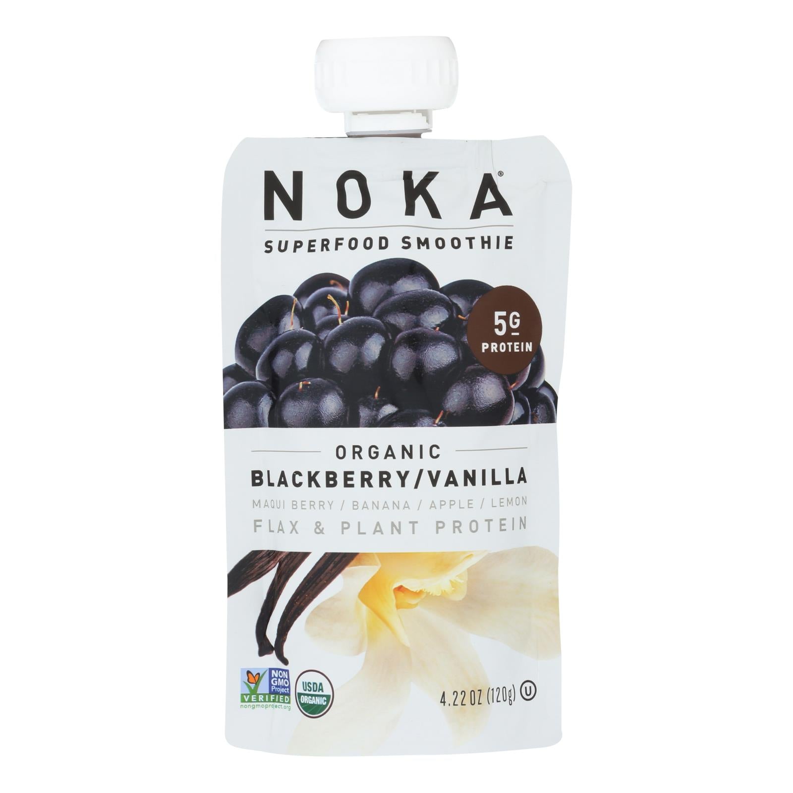 Noka, Noka Organic Blackberry/Vanilla Superfood Smoothie, Blackberry/Vanilla - Case of 6 - 4.22 OZ (Pack of 6)