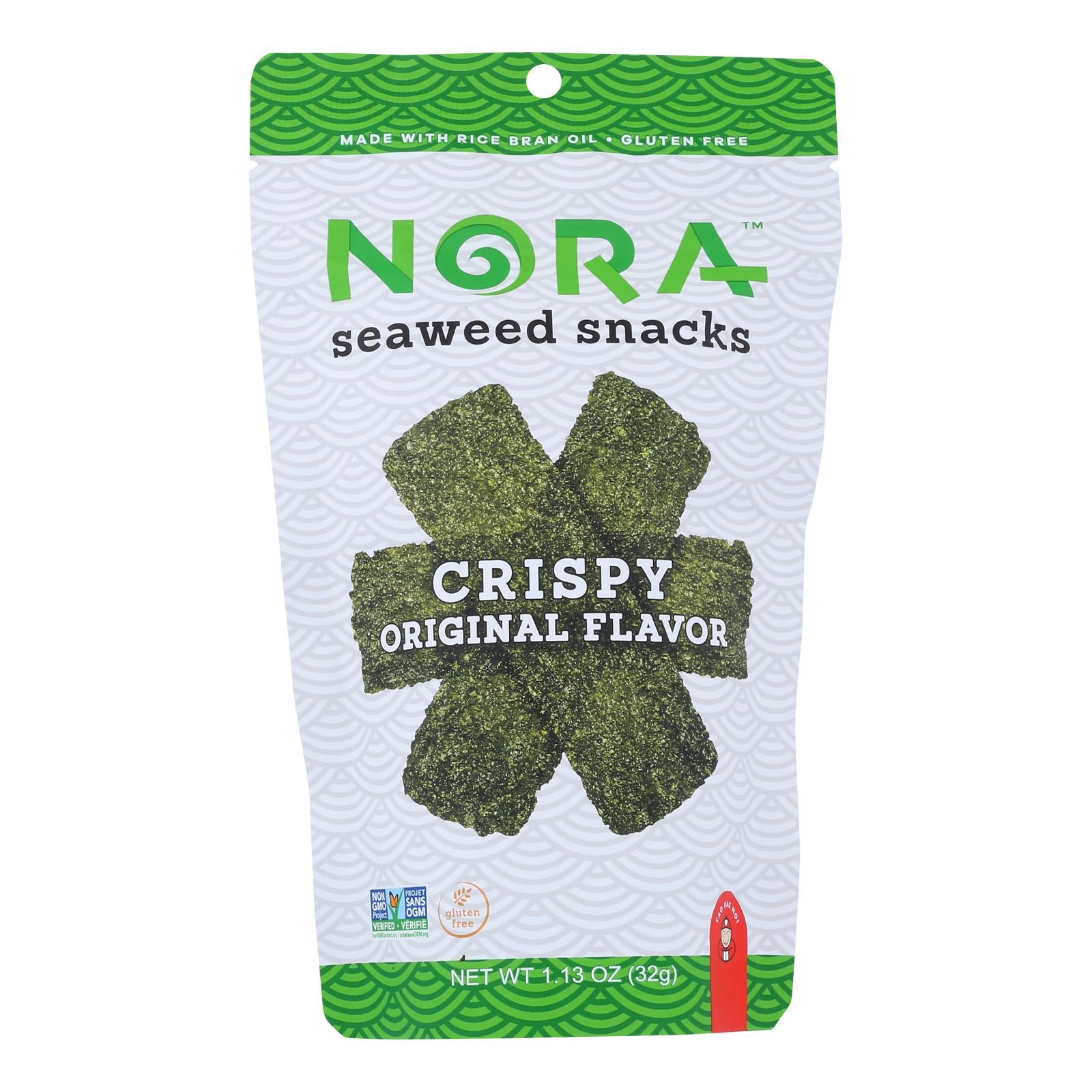 Nora Snacks, Nora Snacks Seaweed Snacks Crispy Original - caisse de 12 - 1.13 OZ (paquet de 12)