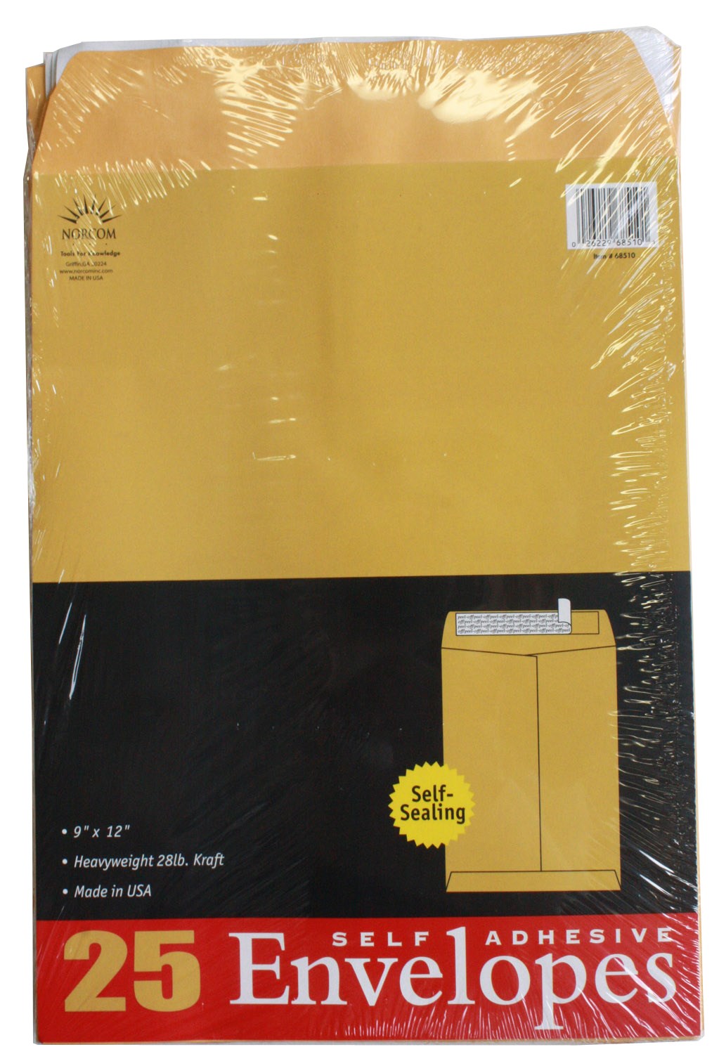 Norcom, Norcom 68510-6 9 X 12 28# Enveloppes Kraft (Pack de 6)