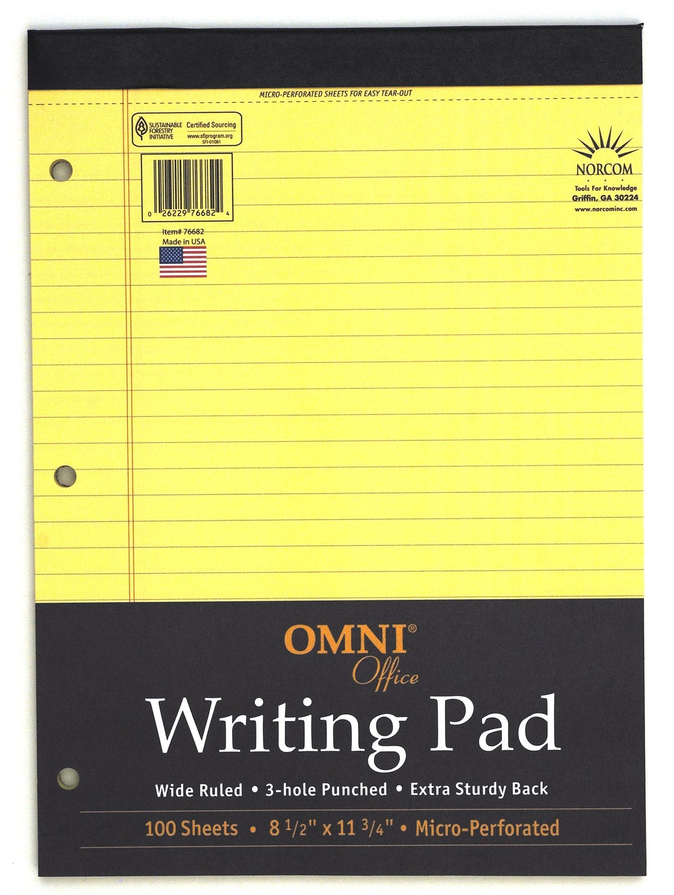 Norcom, Norcom 76682-6 8.5 X 11.75 Canary Legal Pad 100 Pages