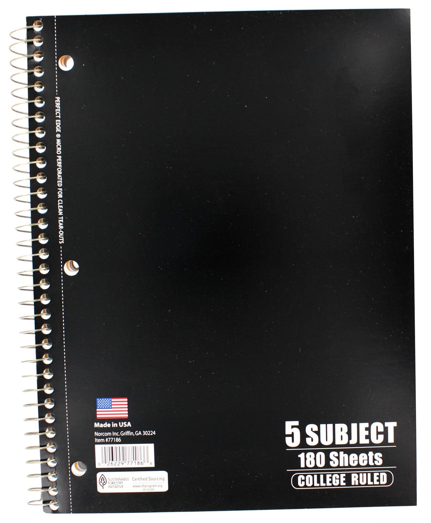 Norcom, Norcom 77186-12 10.5" X 8" 5 sujets College Ruled Notebook