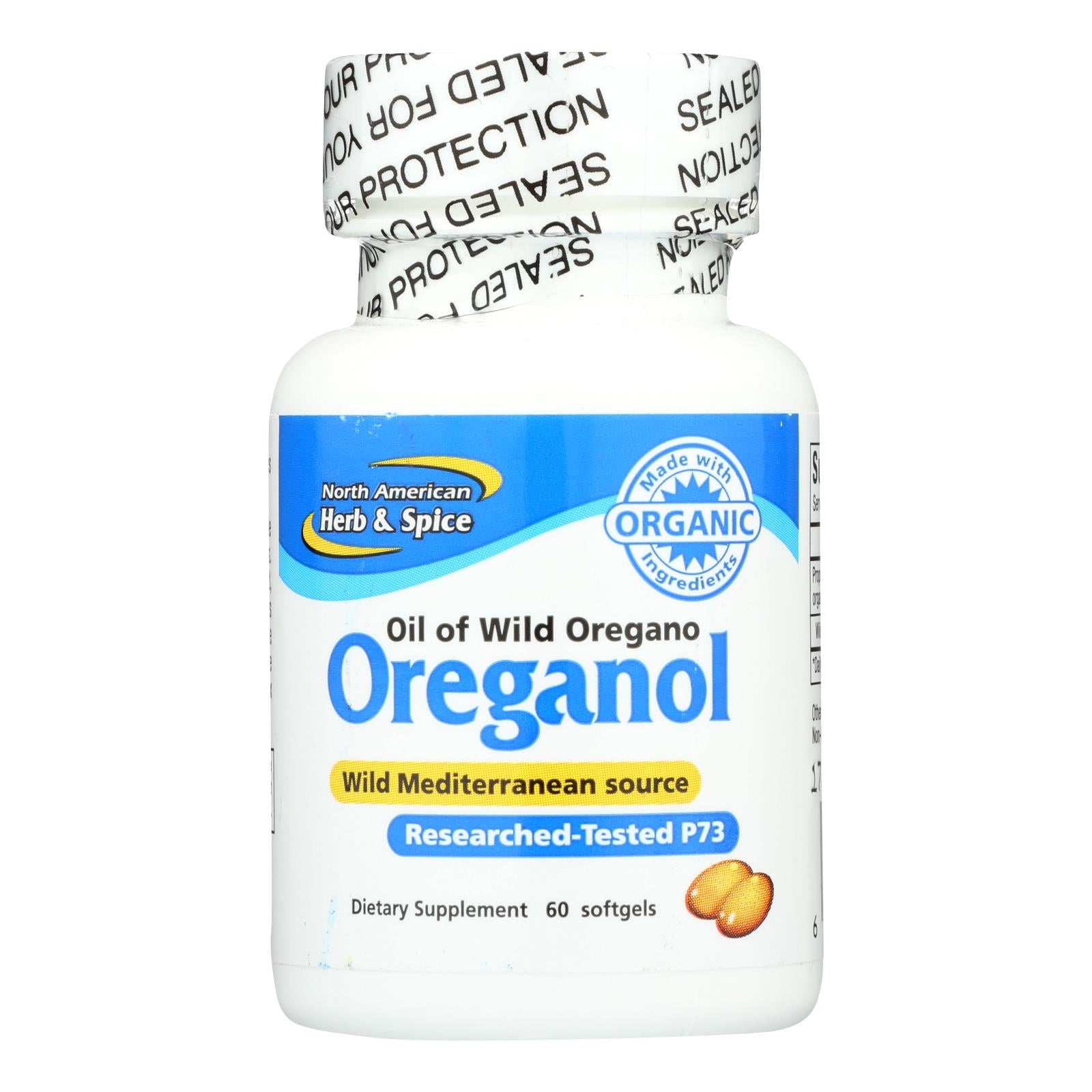 Herbes et épices d'Amérique du Nord, North American Herb and Spice Oreganol Huile d'Origan Sauvage - 60 Capsules de Gélatine