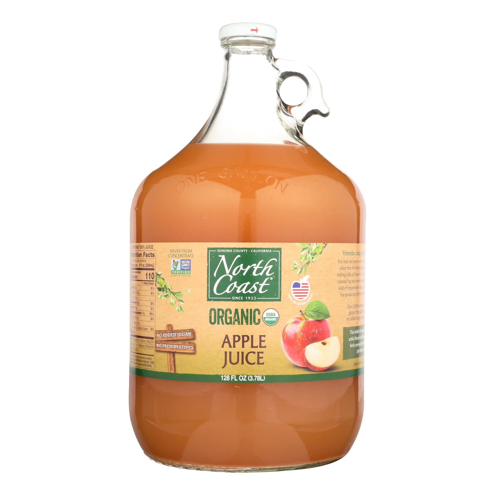 Côte Nord, North Coast Organic Apple Juice - Caisse de 4 - 1 GAL (paquet de 4)