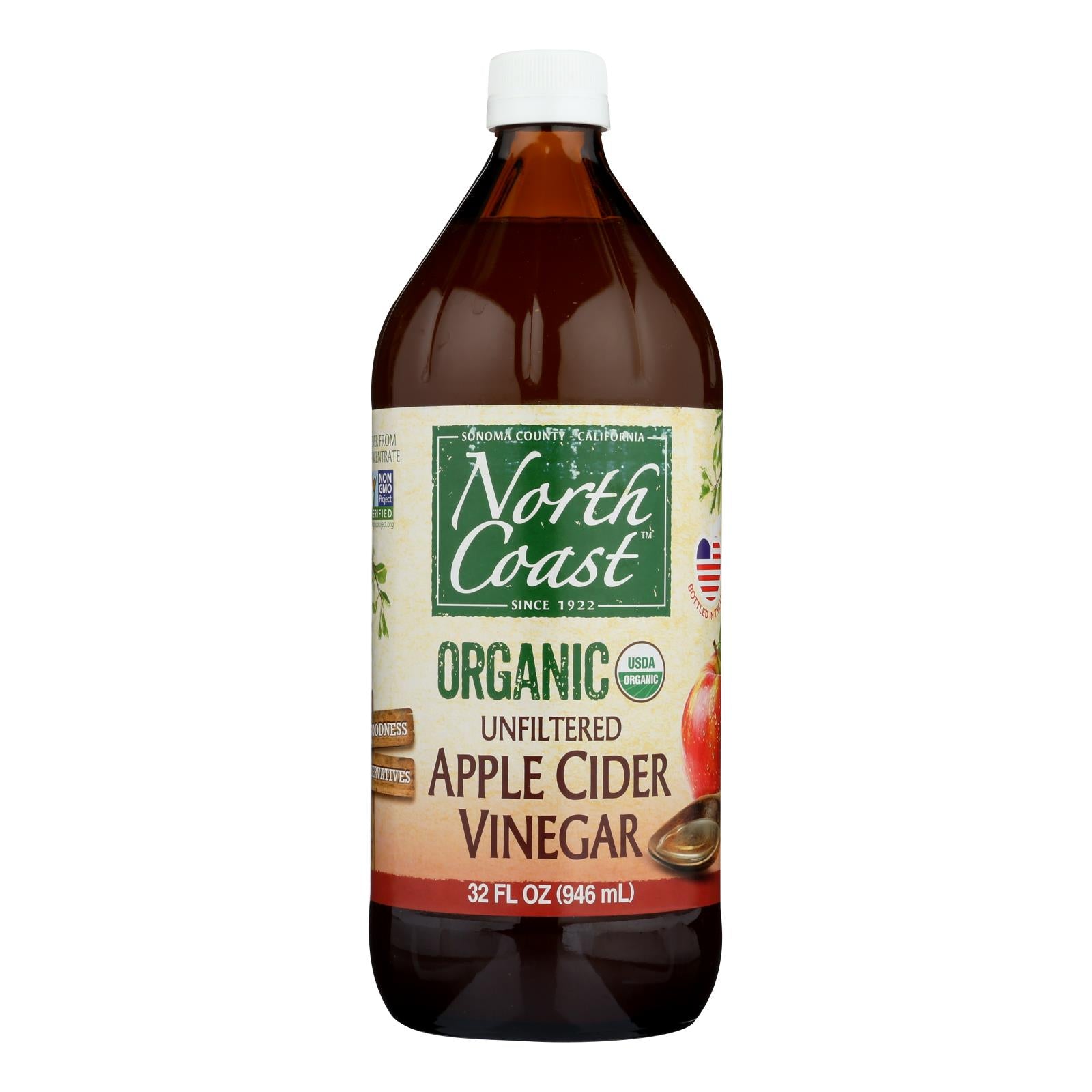 Côte Nord, North Coast Organic Vinaigre de cidre de pomme non filtré - caisse de 6 - 32 FZ (paquet de 6)