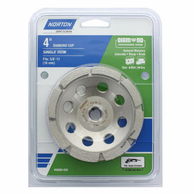 Norton, Norton Diamond Cup- Single Row Diamond 4-in 24-Grit Cup Wheel