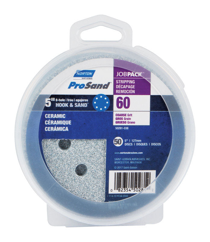 Norton, Norton ProSand 5 in. Disque de ponçage céramique à crochets et boucles 60 grains grossiers 50 pk