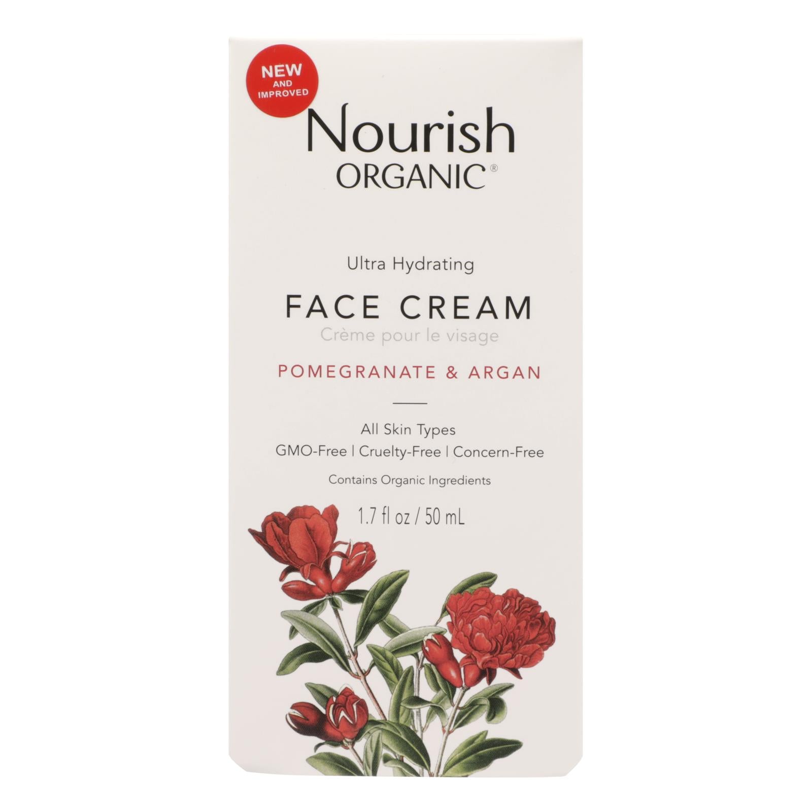 Nourrir, Nourish Facial Cream - Organic - Ultra-Hydrating - Argan and Pomegranate - 1.7 oz - 1 each