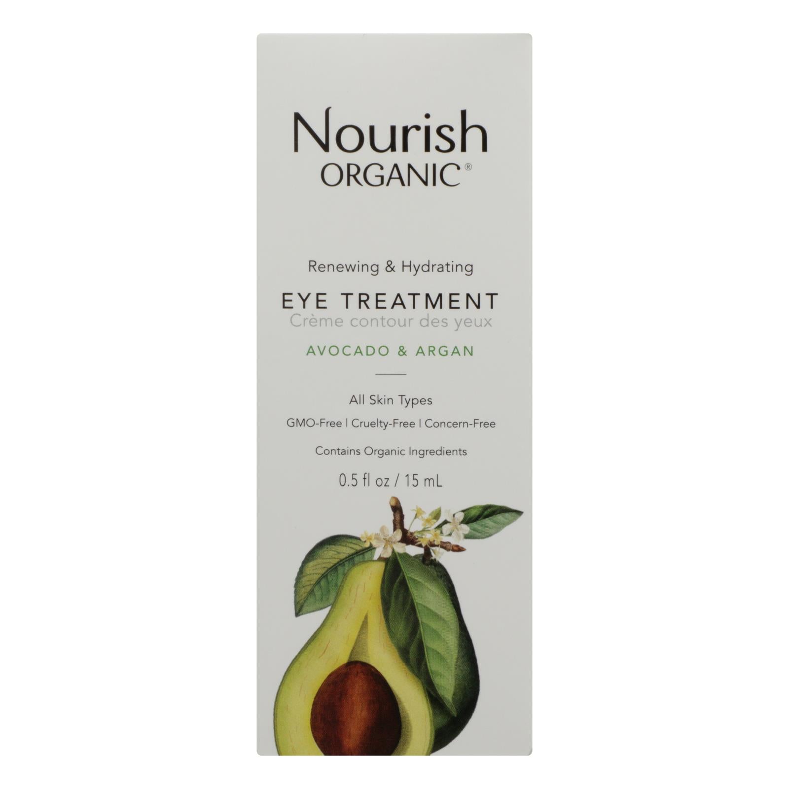 Nourrir, Nourish Organic Eye Treatment Cream - Renewing and Cooling - Avocado and Argan Oil - .5 oz