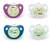 Produits pour enfants Graco - Nuk, Nuk 69300 Taille 6-18 Mois Sucette Orthodontique Mignonne Comme Un Bouton Space Glow-In-The-Dark Assorted Styles 2 Count