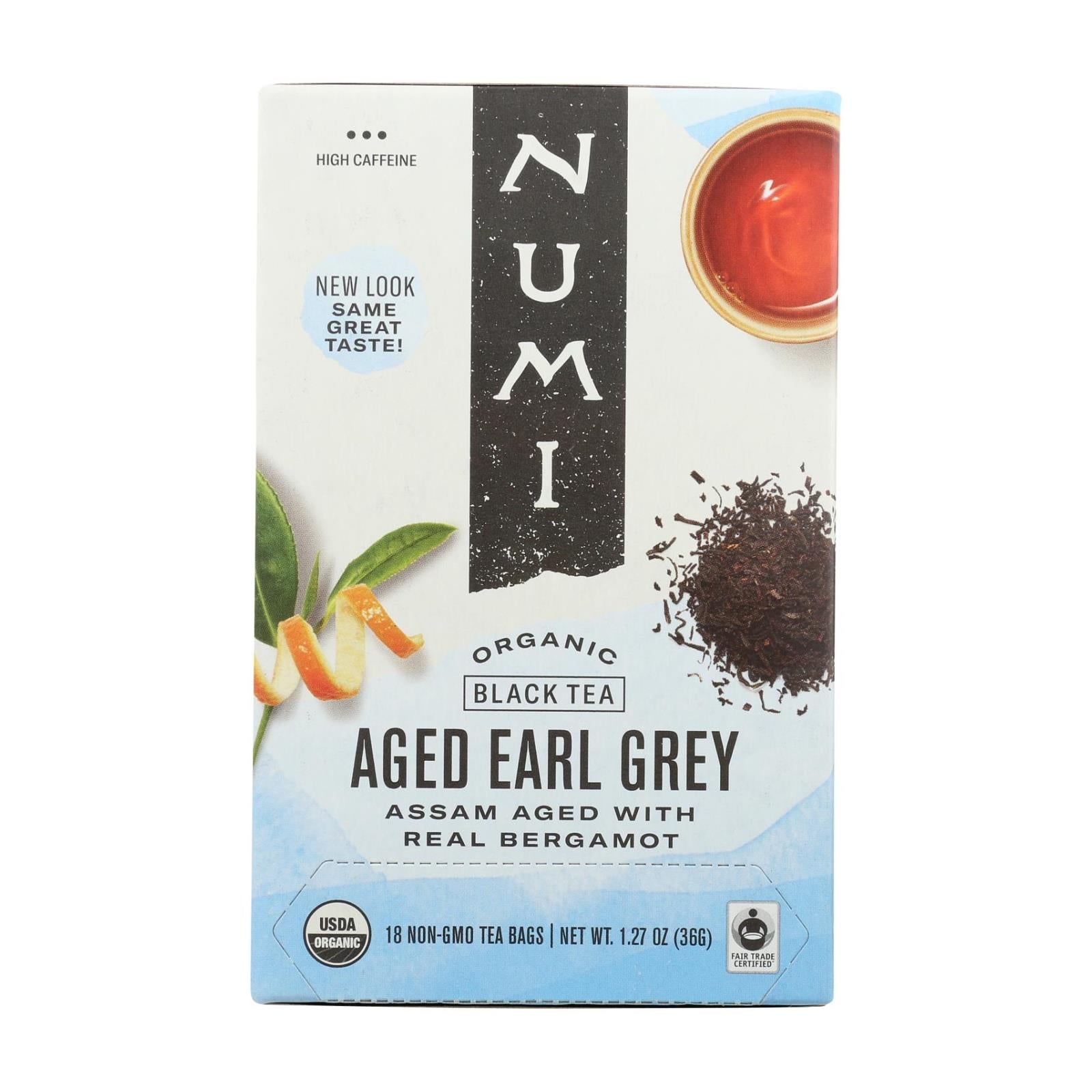 Thé Numi, Numi Aged Earl Grey Bergamot Black Tea - 18 sachets - Boite de 6