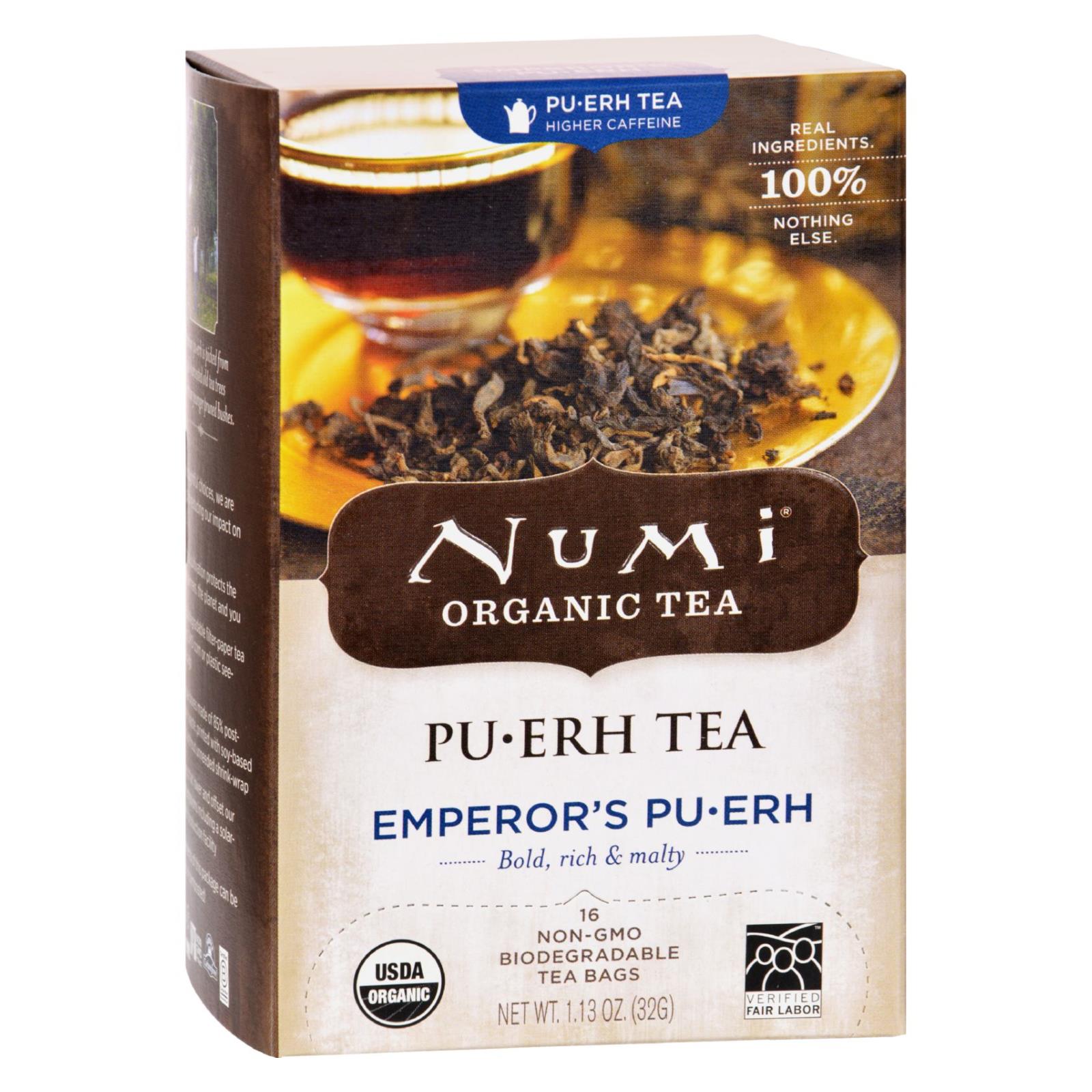 Thé Numi, Numi Emperor's Puerh Black Tea - 16 Sachets de Thé - Carton de 6 (Pack de 6)