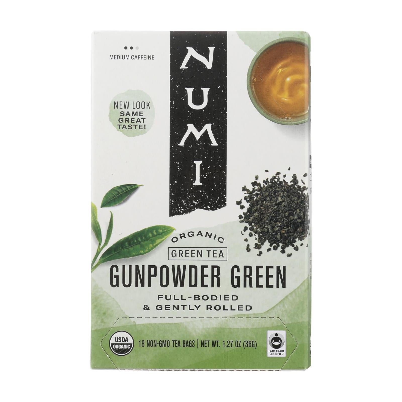 Thé Numi, Numi Gunpowder Green Tea - 18 Sachets de Thé - Boite de 6