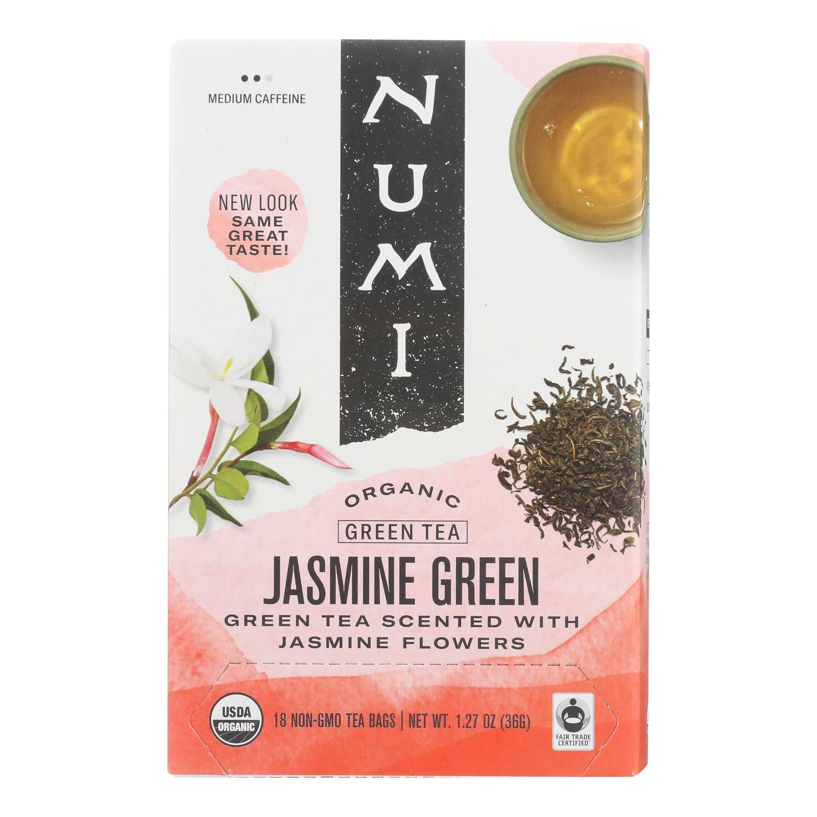 Thé Numi, Numi Organic Tea Jasmine Green - 18 sachets - Boite de 6