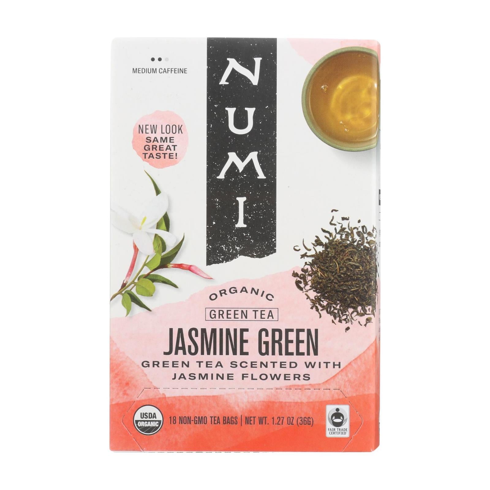 Thé Numi, Numi Organic Tea Jasmine Green - 18 sachets - Boite de 6