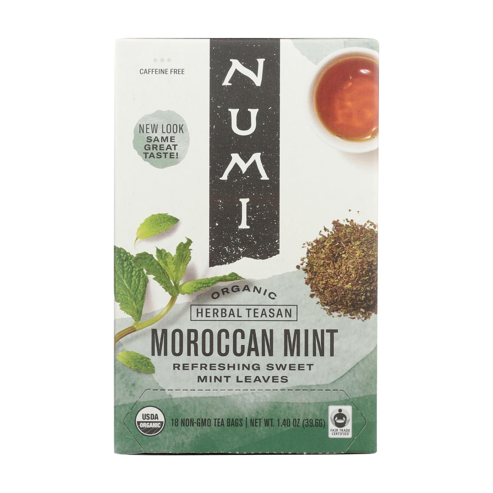 Thé Numi, Numi Organic Tea Menthe Marocaine - 18 Sachets de Thé - Boite de 6