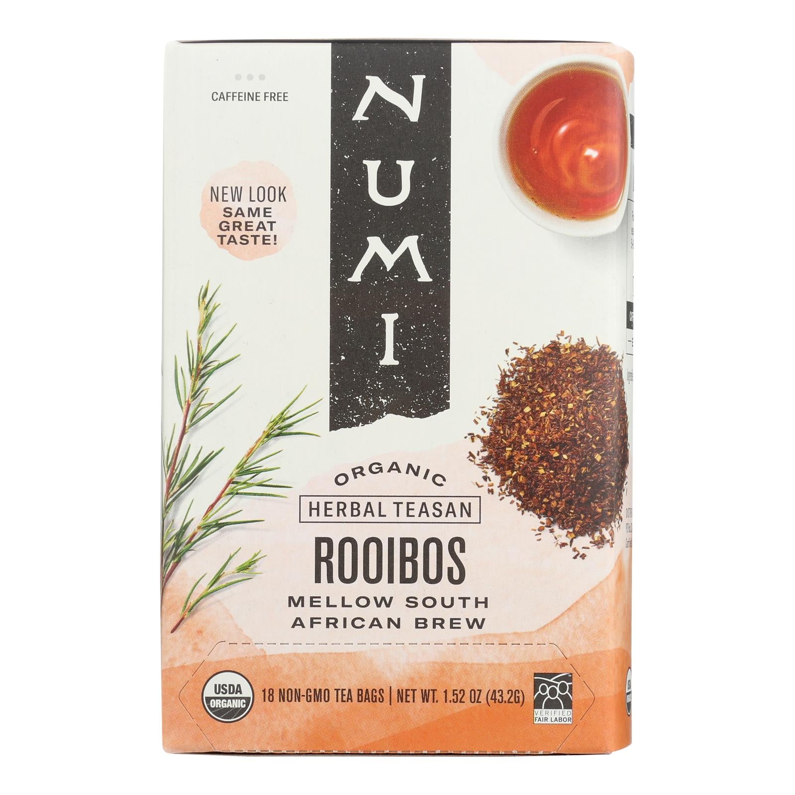 Thé Numi, Numi Red Mellow Bush Rooibos Tea - 18 sachets - Boite de 6