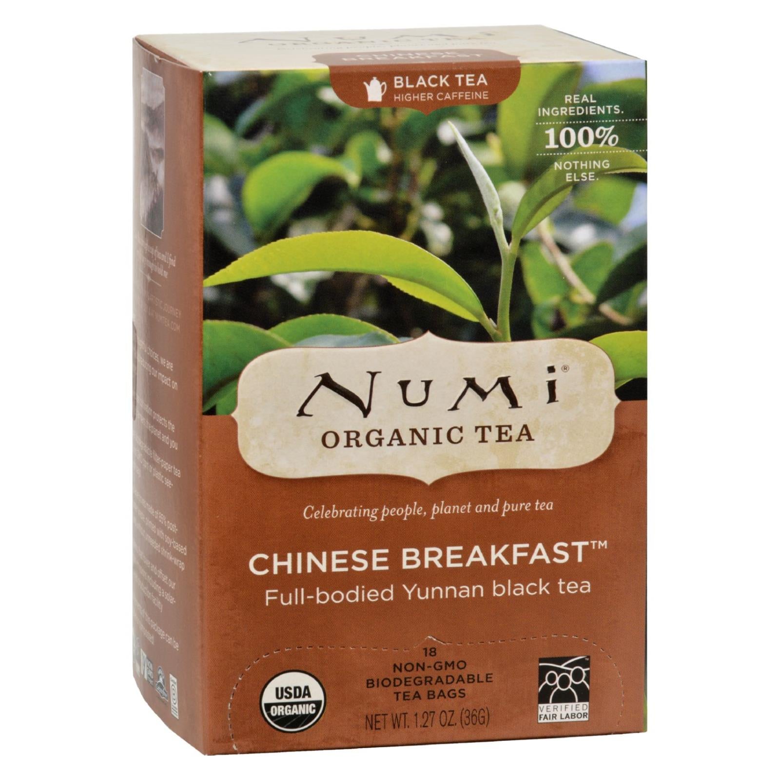 Thé Numi, Numi Tea Organic Chinese Breakfast - Thé noir - 18 sachets (paquet de 6)