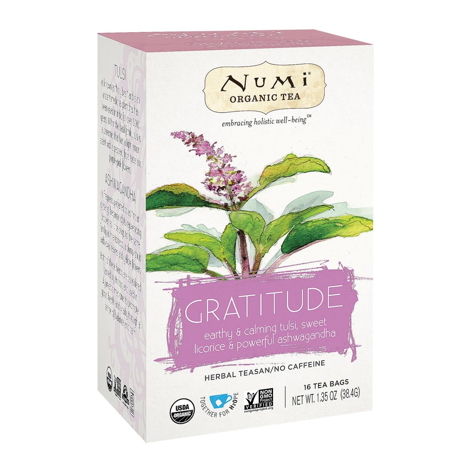 Thé Numi, Numi Tea Organic Herb Tea - Gratitude - Lot de 6 - 16 pièces (Lot de 6)