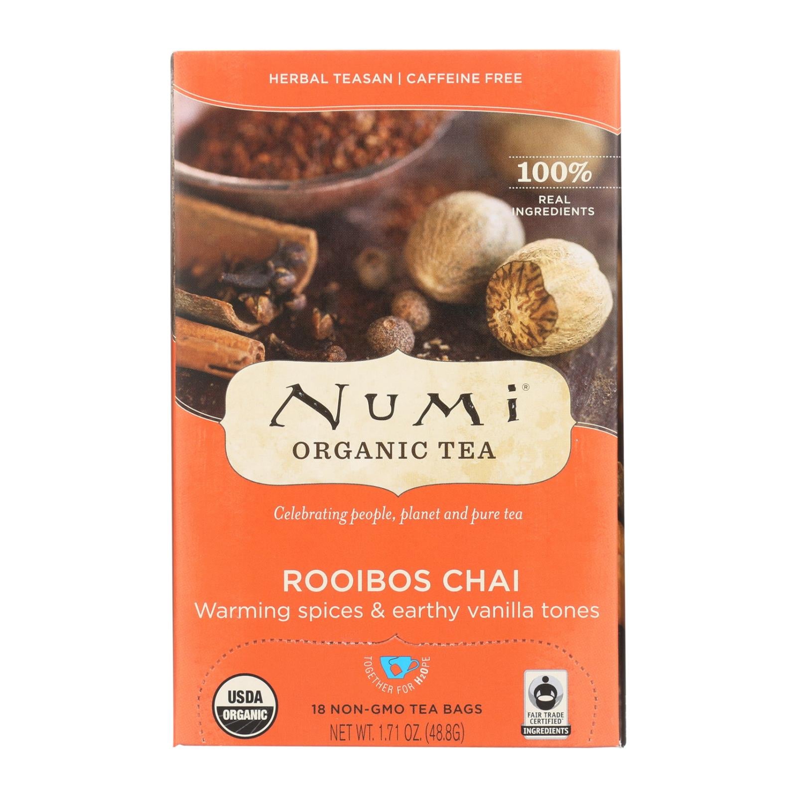 Thé Numi, Numi Tea Organic Herbal Tea - Rooibos Chai - Lot de 6 - 18 sachets (paquet de 6)