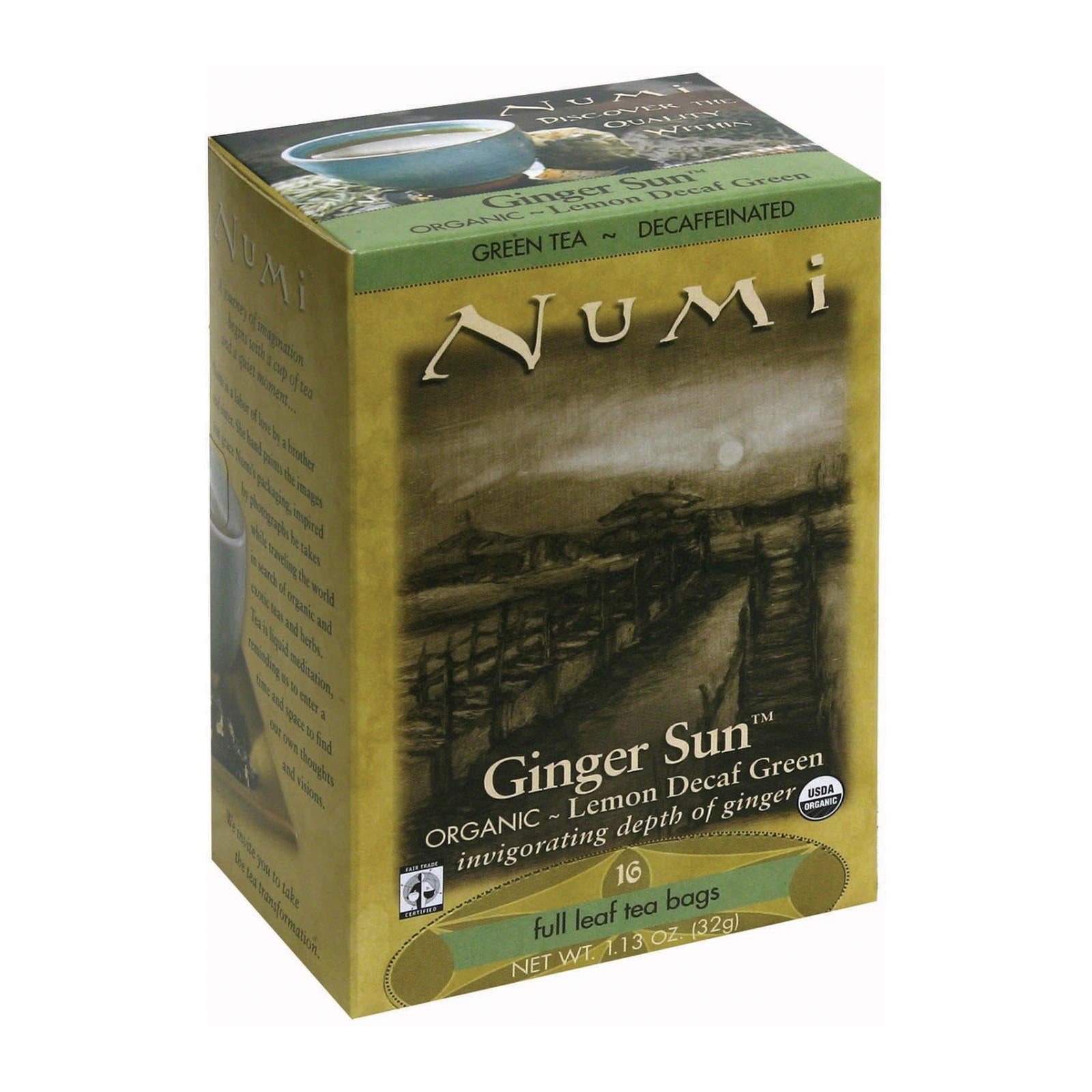 Thé Numi, Numi Tea Organic Tea - Décaféiné Gingembre Citron - Lot de 6 - 16 Sachets (Lot de 6)