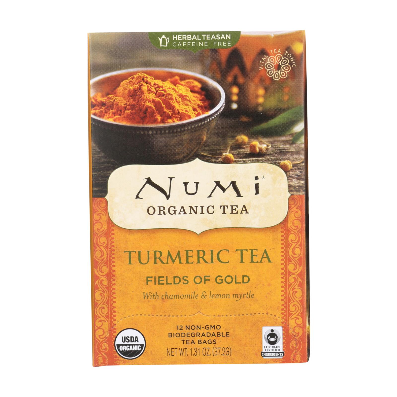 Thé Numi, Numi Tea - Organic - Turmeric - Fields of Gold - 12 Bags - Case of 6 (Pack of 6)