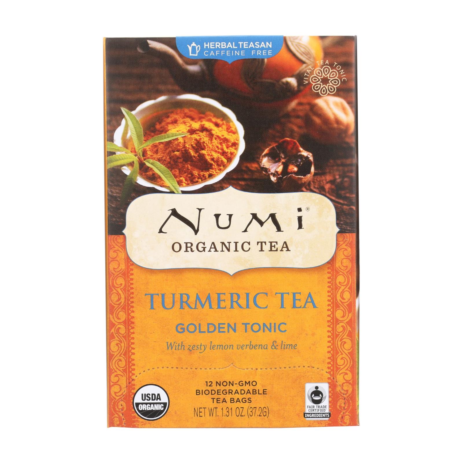 Thé Numi, Numi Tea - Organic - Turmeric - Golden Tonic - 12 Bags - Case of 6 (Pack of 6)