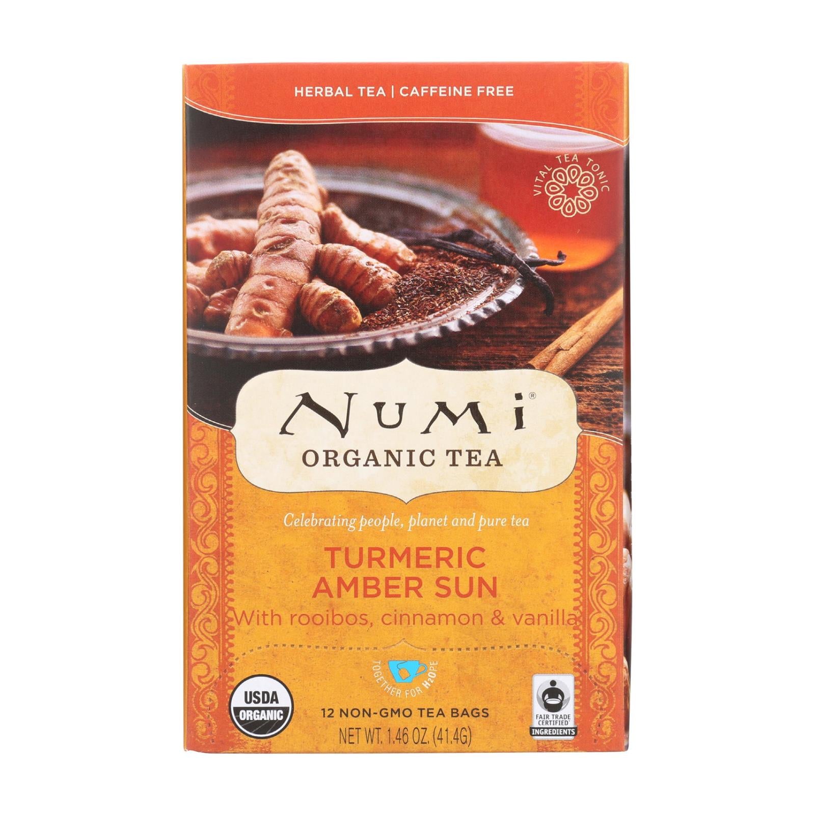 Thé Numi, Numi Tea - Thé Curcuma Soleil d'Ambre - Carton de 6-15 SACS (Pack de 6)