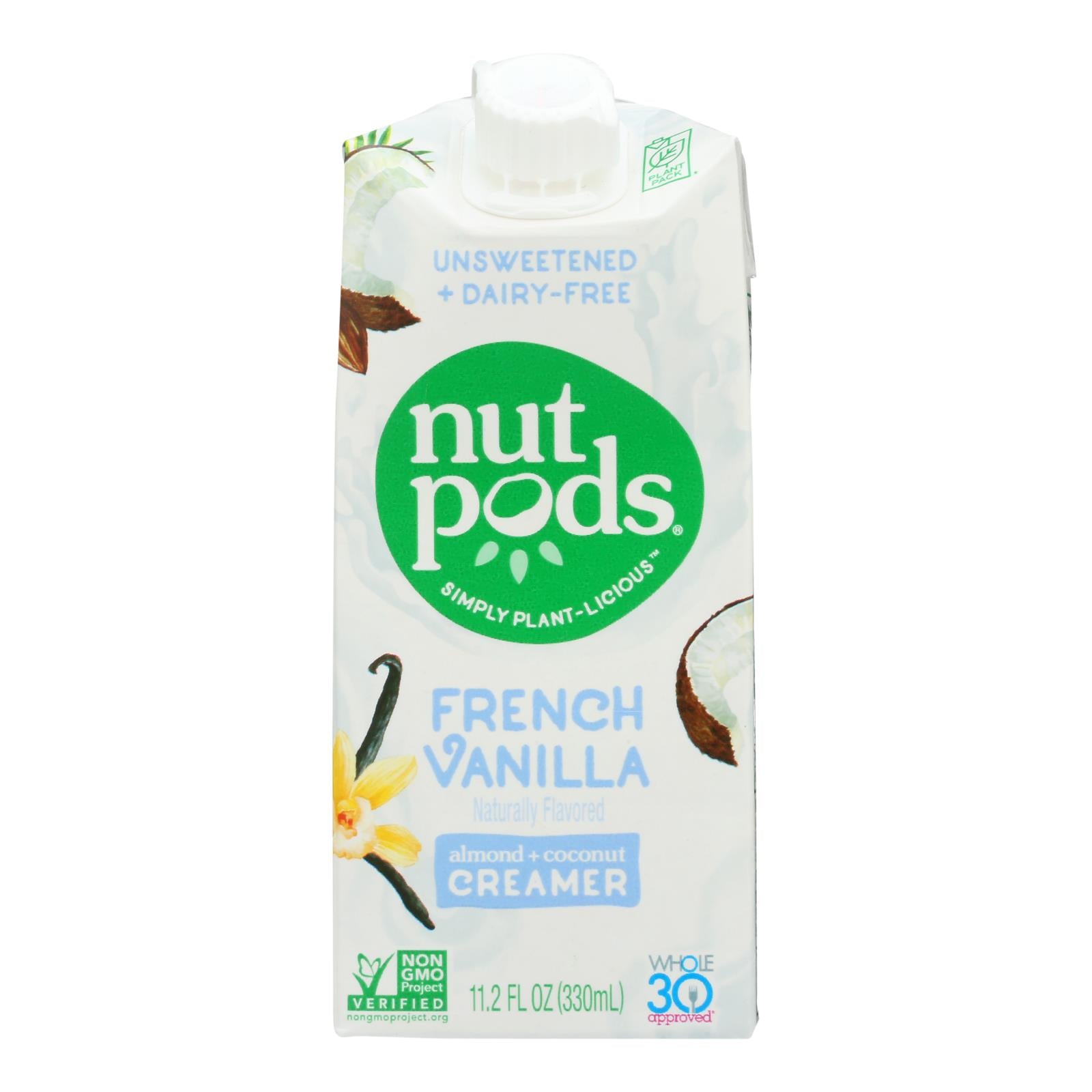 Les fruits à coque, Nutpods - Crème à café non laitière à la vanille française non sucrée - Caisse de 12 - 11.2 fl oz. (Paquet de 12)