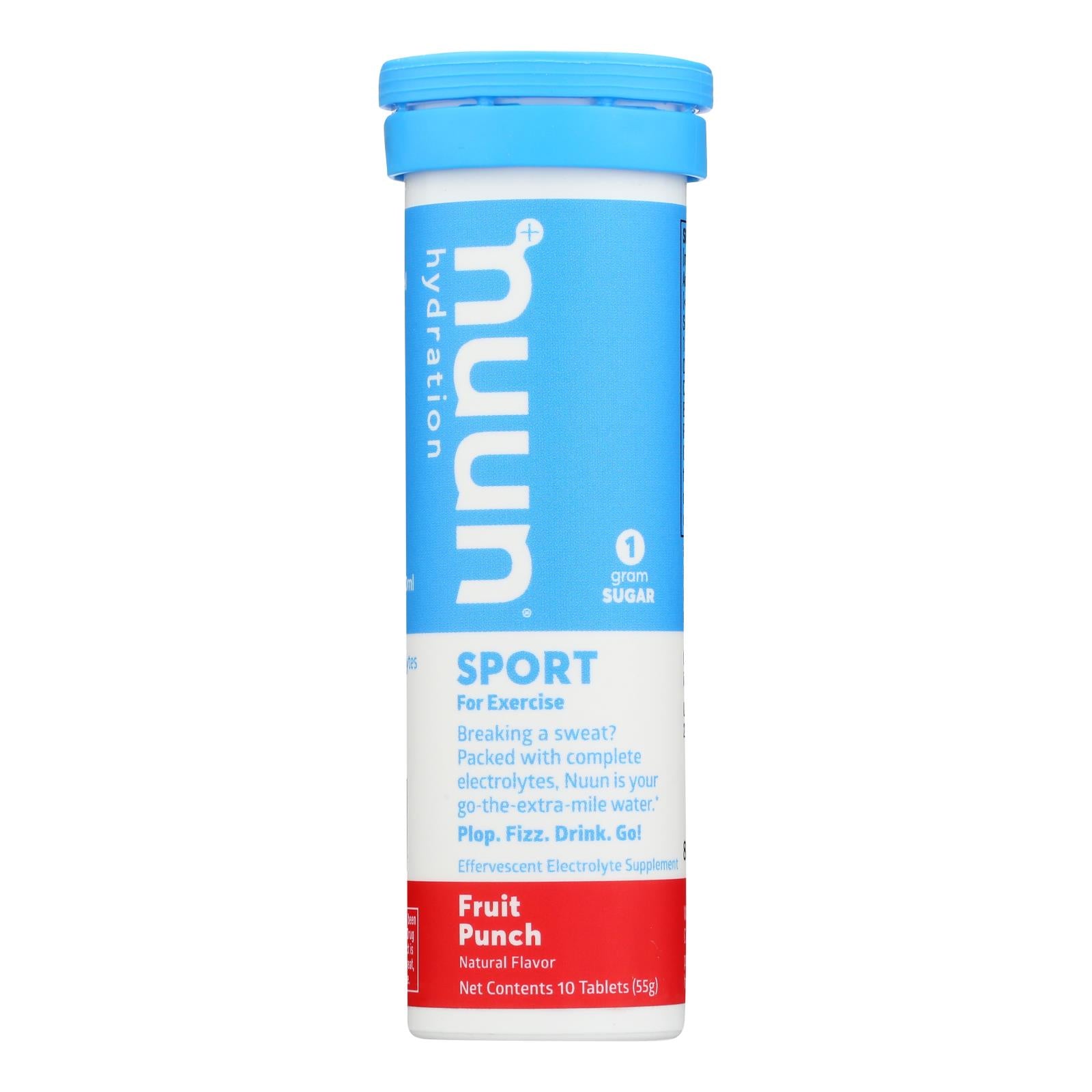 Nuun Hydratation, Nuun Hydration Drink Tab - Active - Fruit Punch - 10 comprimés - Caisse de 8 (Pack de 8)